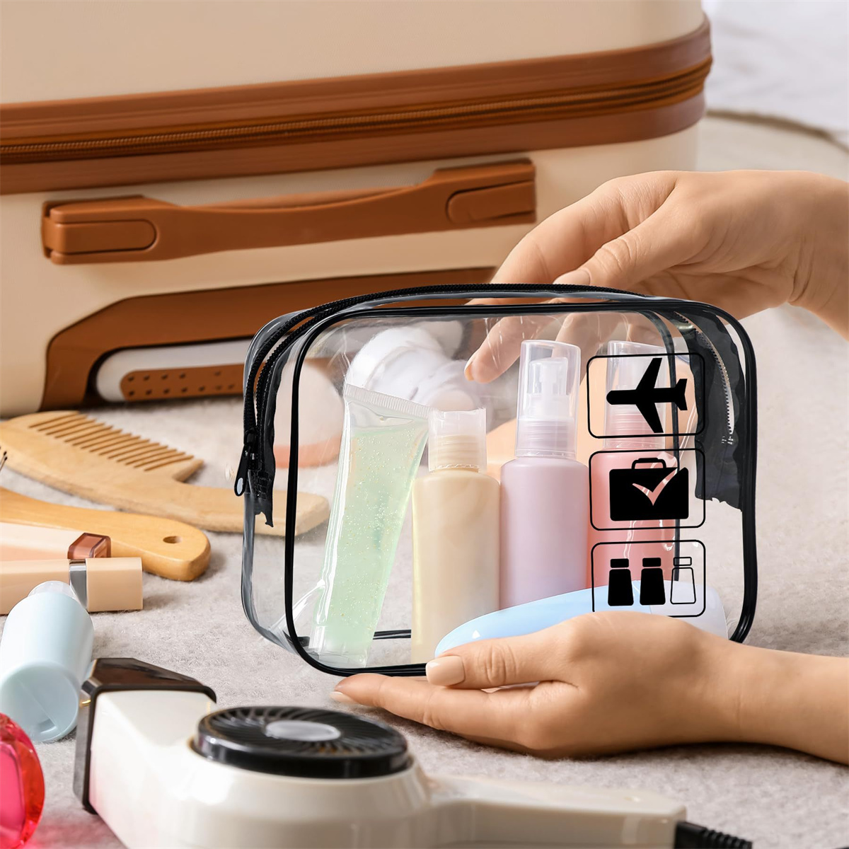 Toiletry Bag Tsa - 1pc Tas Perjalanan Transparan yang Disetujui