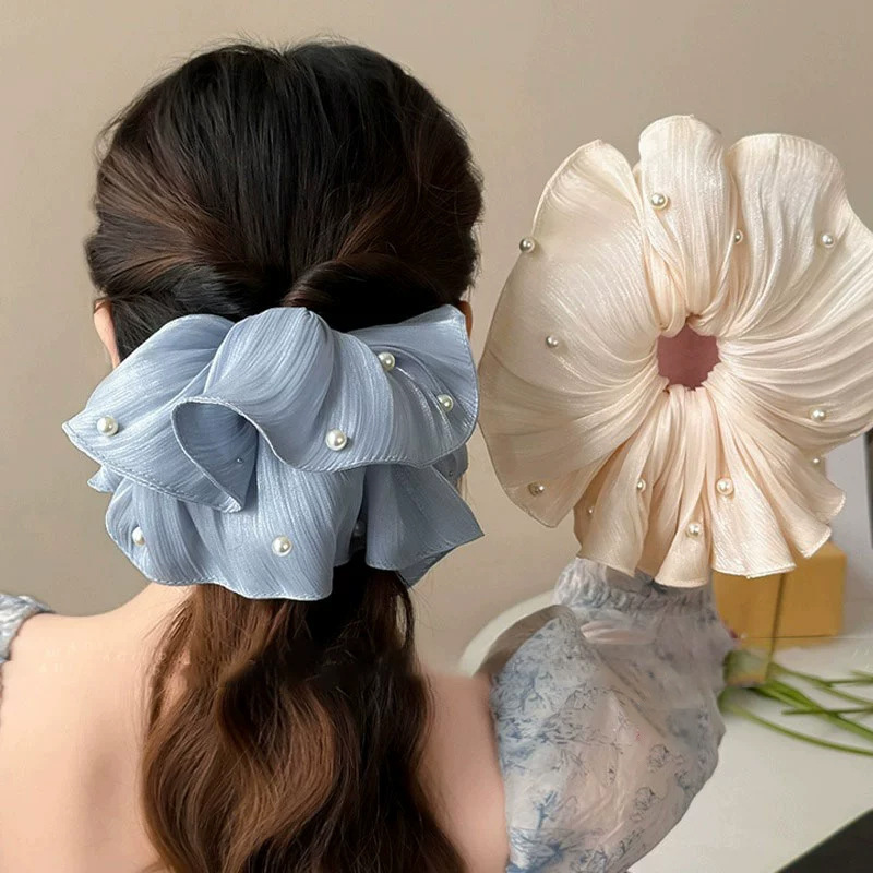 Travel Accessories High End - Bando Mutiara Imitasi Mewah Bertekstur Lipit