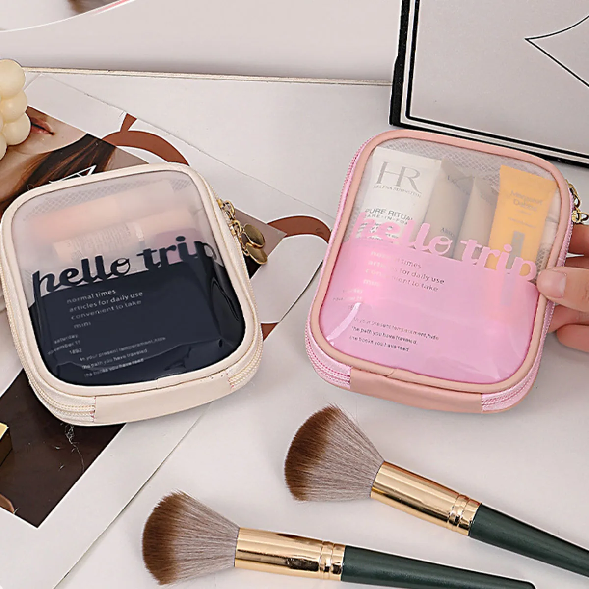 Travel Z - Kantong Kosmetik Transparan Portabel, Organizer Lipstik,