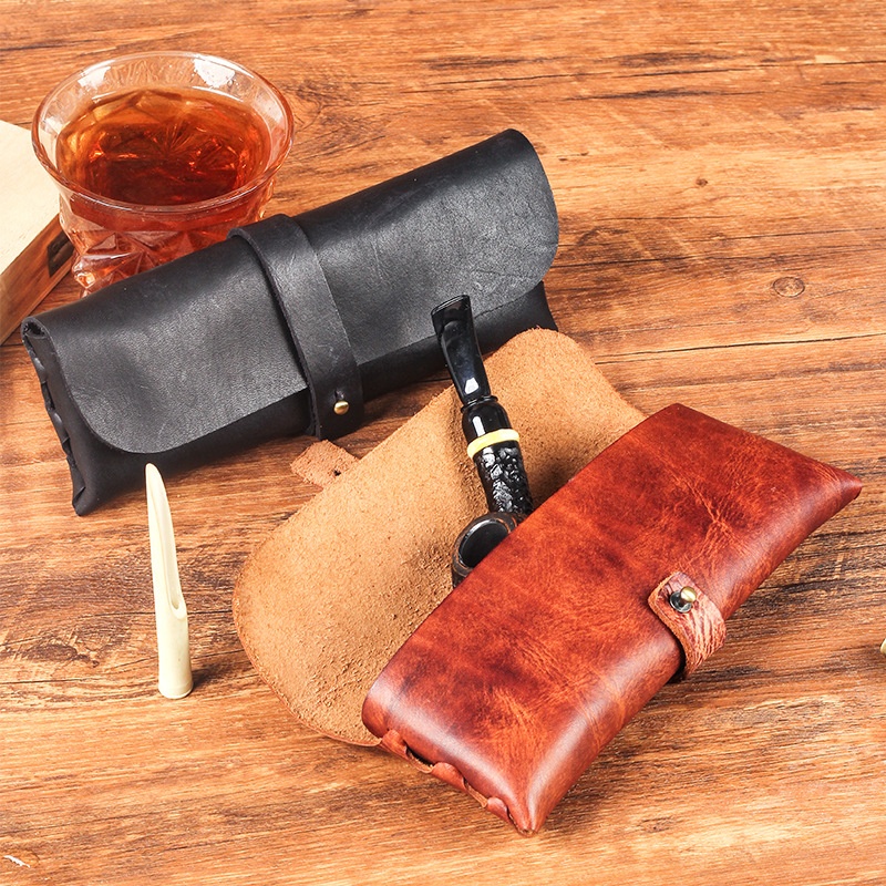 Travel Accessories Pouch For Men - Tas Pipa Kulit Sapi Vintage, Kantong