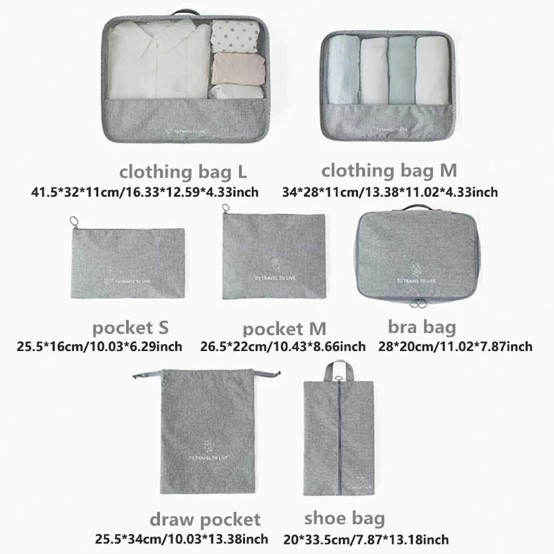 Set 7 Buah Packing Cube Perjal - Travel Accessories Pouch For Men ulasan dan harga